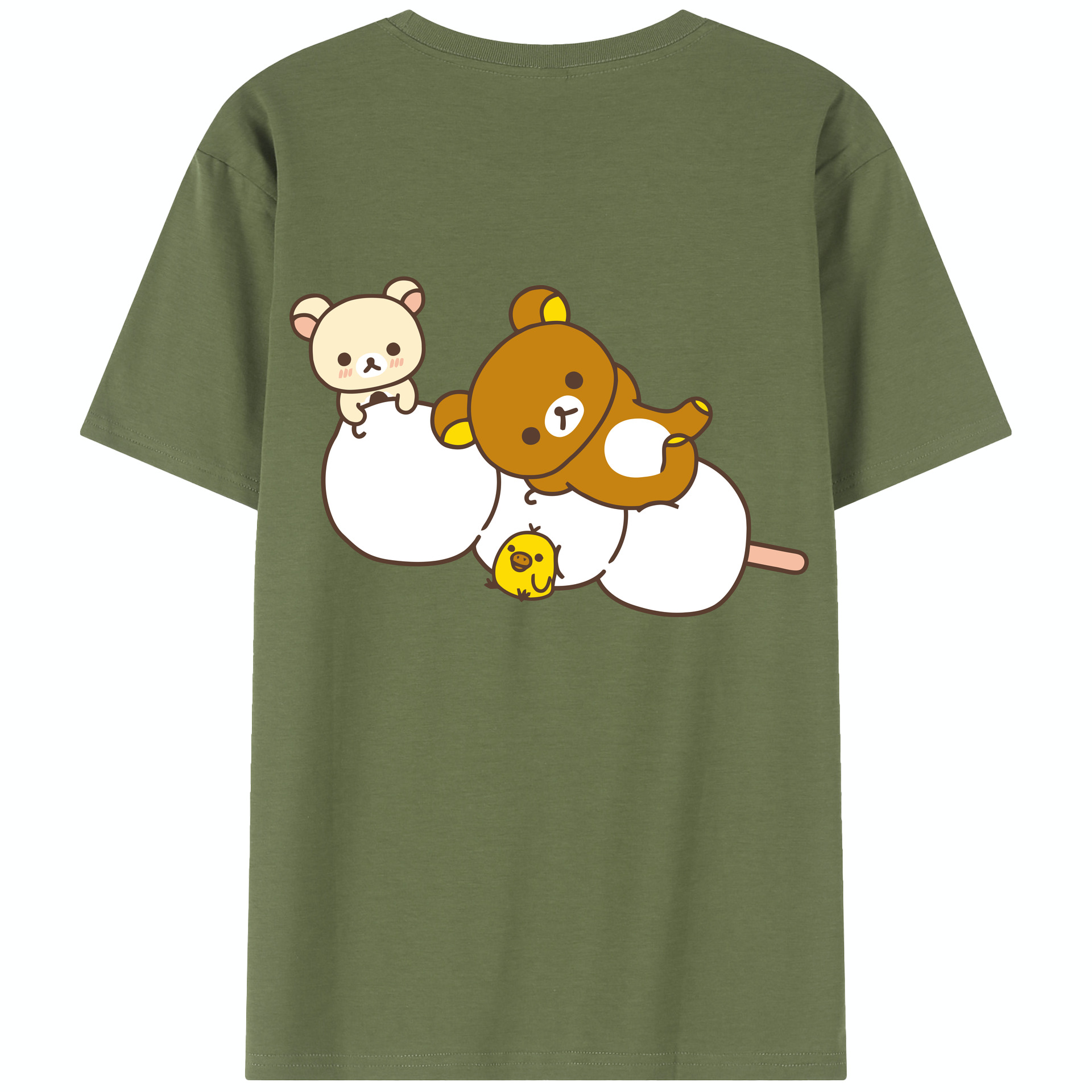 （画像用） リラックマ リラックマ キイロイトリ Rilakkuma Korilakkuma Kiiroitori 綿100％半袖Tシャツ（背面プリント）